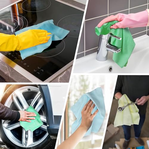 20 Pack Edgeless Microfiber Cleaning Cloths - Lint-Free, Quick Dry Towels for Car Detailing and Kitchen