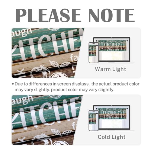 Emvency Farmhouse Teal Window Valances, 52x18 Inch, 2-Pack Kitchen Set