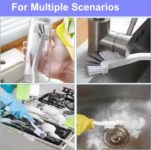 Xemnys 4-Piece Crevice Cleaning Brush Set for Tile Grout and Toilet Rims