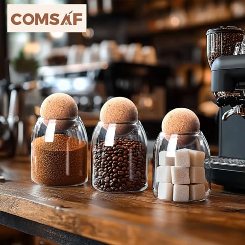 16oz Glass Jar with Cork Lid - Stylish Coffee & Sugar Storage