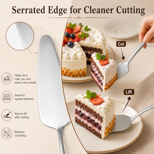 Cake Server Set of 2 Stainless Steel Pie Cutter Spatula