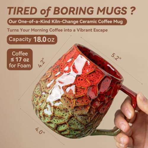 Festive Holly Berry 18oz Reactive Glaze Ceramic Coffee Mug - Red & Green