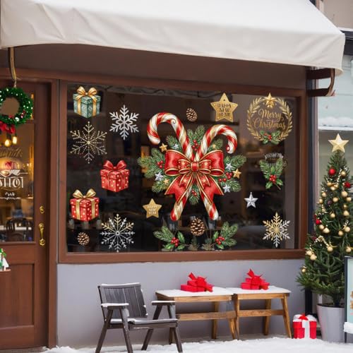 Christmas Window Clings Cane Candy Design for Glass & Mirrors - Style38