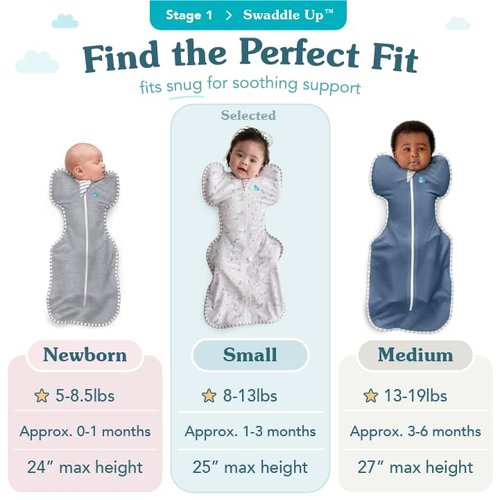 Love To Dream Swaddle UP - Baby Sleep Sack for Newborns | Self-Soothing Design, Snug Fit, Gray, Small (8-13 lbs)