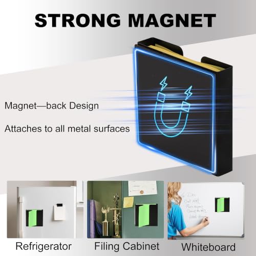Magnetic Sticky Note Dispenser - 3x3 Inch Metal Organizer for Office & Home