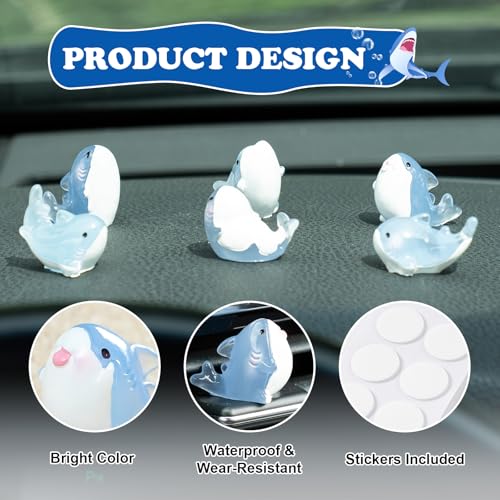 Glow Sharks Luminous Car Dashboard Decor - 6Pcs Mini Shark Figurines