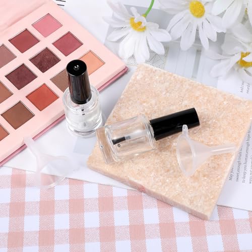 Eldraqth Empty Nail Polish Bottles - 10ml Glass Containers with Funnels and Mixing Balls (2 Pack)