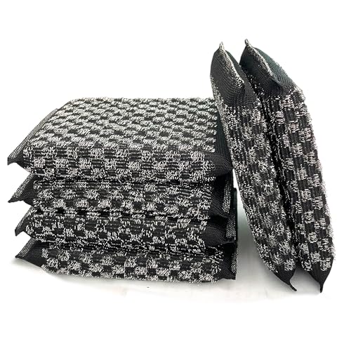 EdgeVue Heavy-Duty Steel Wool Scrubber Sponge - Non-Scratch Kitchen Pad, Black