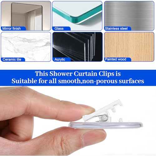 4-Pack Self-Adhesive Shower Curtain Clips - Clear Splash Guard Holders