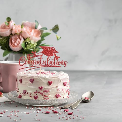 Graduation Cake Toppers - Class of 2026 Glitter Picks (6pcs)