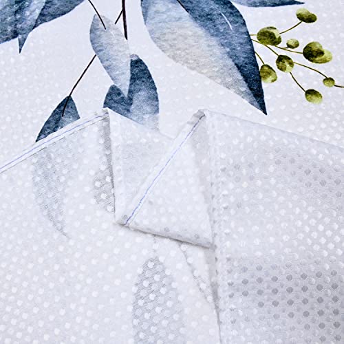 Watercolor Navy Blue Leaves Shower Curtain Set - 71x71 Inch Waterproof Design