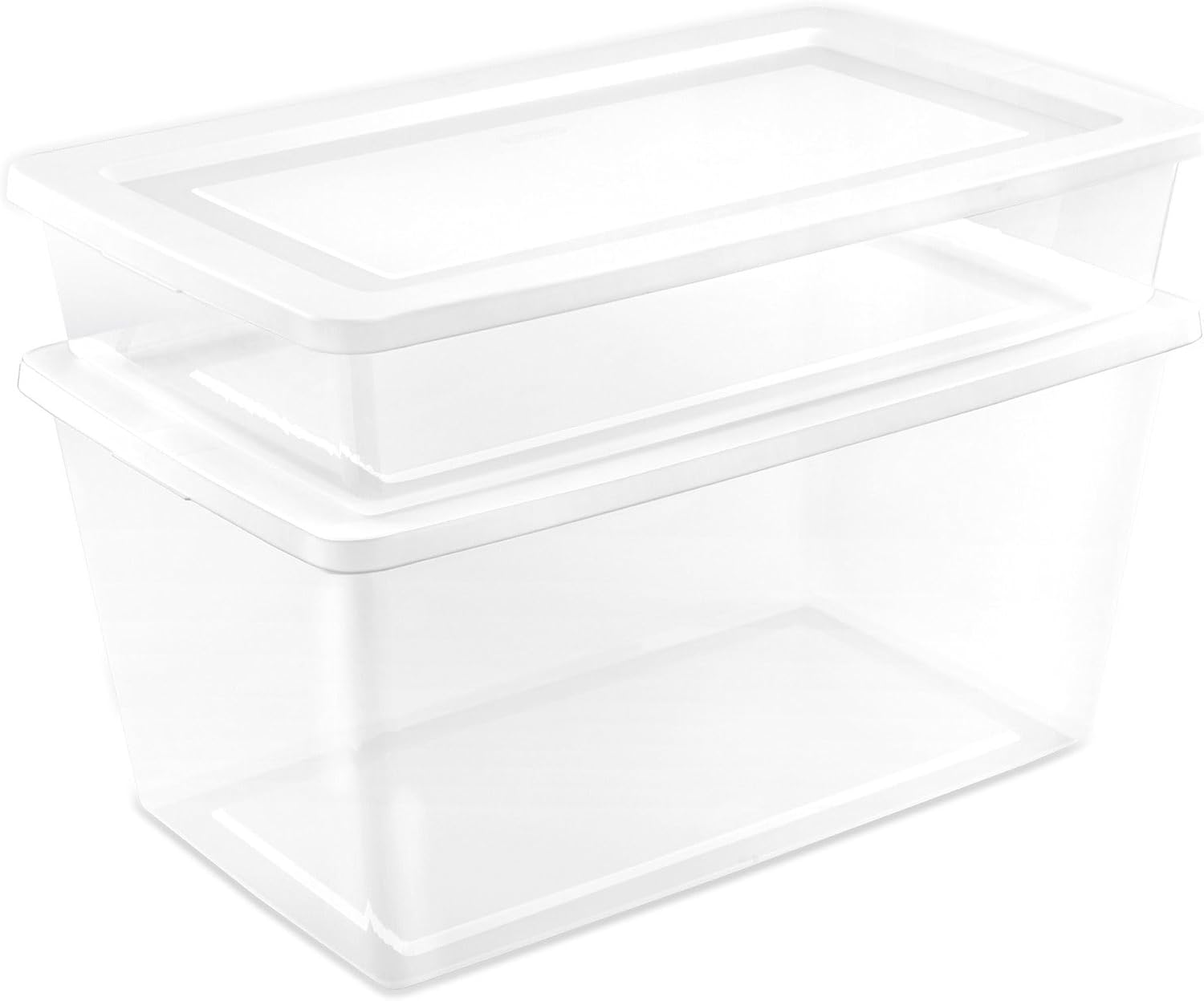 Sterilite 41 Quart Stackable Storage Box - 6 Pack Clear Plastic Containers with Secure Lids for Home & Office Organization