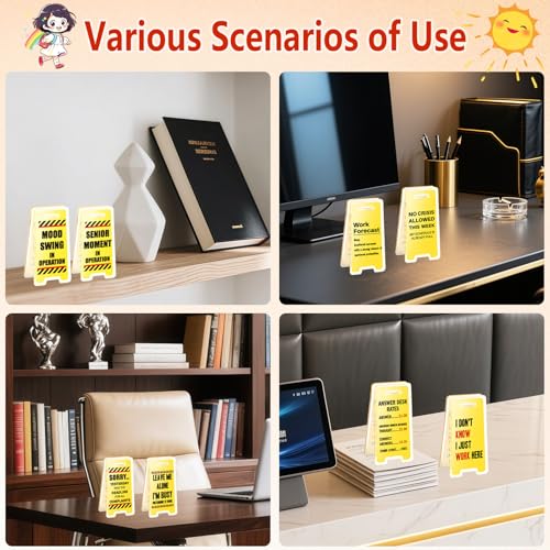8-Piece Humorous Desk Sign Set for Office Cubicles - Fun Gag Gifts