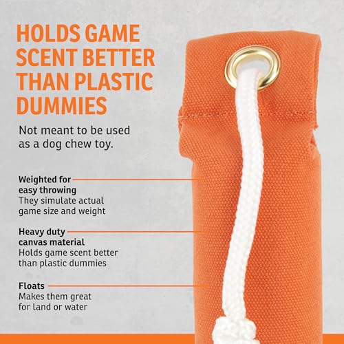 SportDOG Puppy Canvas Dummy, Orange, 2.25" x 8.5" - Durable Fetch Tool