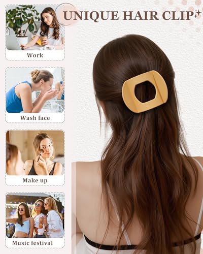 HOKEMP 6 Pack Flat Hair Claw Clips for Women - No-Slip Square French Clips