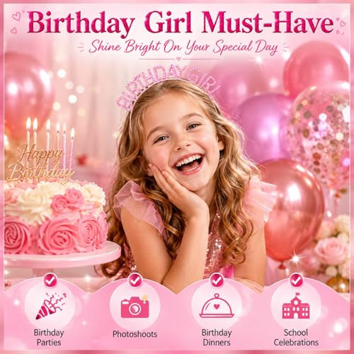 Birthday Girl Rhinestone Headband & Tiara Crown Party Accessory