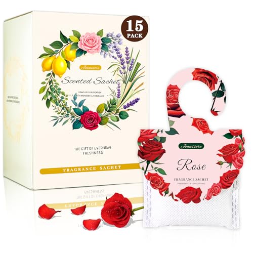 Joanssore 15-Pack Rose Scented Sachets for Drawers and Closets