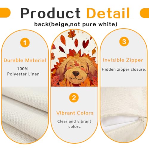 RABUSOFA Fall Pillow Covers 18x18 Inch with Dog Design