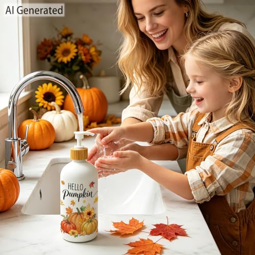 Hexagram Pumpkin Glass Soap Dispenser - Fall Bathroom & Kitchen Decor