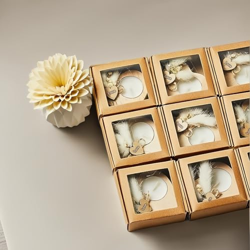 Handmade Heart-Shaped Wooden Candle Holder Set with White Feather