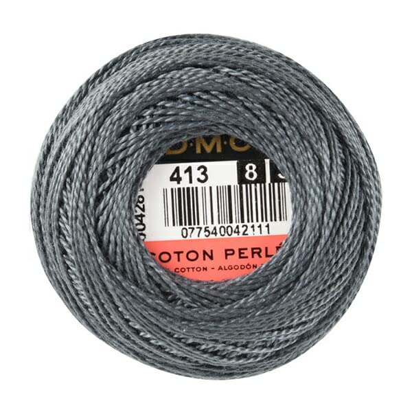 DMC Pearl Cotton Thread Balls Size 8 Dark Pewter Grey 95 Yards Embroidery Floss