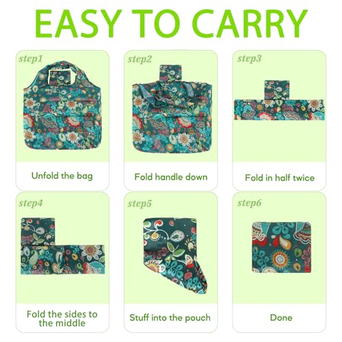 SZUAH Animal-6pcs Reusable Foldable Grocery Shopping Bags Nylon Tote Set