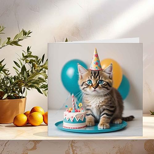 Cute Kitten Birthday Card - Premium Quality Greeting Card
