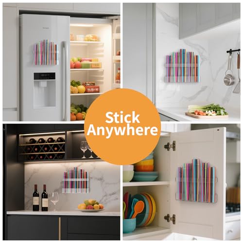 Straw Holder for Cabinet Door - Reusable Tumbler Organizer, 9.5"