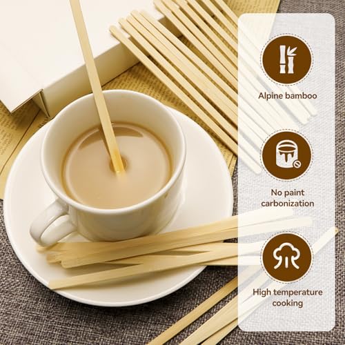 Bamboo Coffee Stirrers - 150 Count Disposable 5.5" Sticks