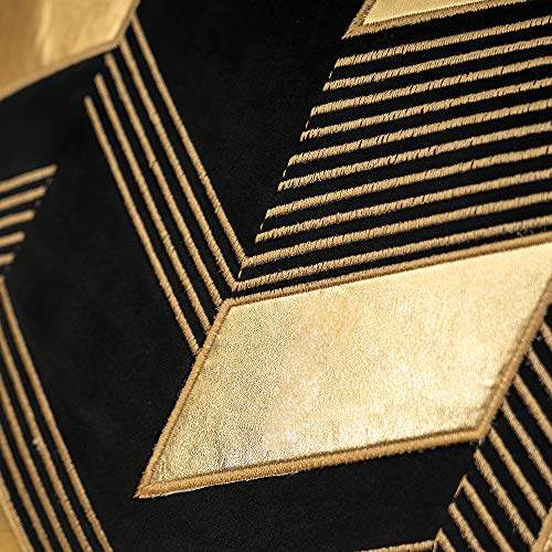 Alerfa 20x20 Inches Black Gold Striped Cushion Cover - Decorative Pillow Case for Couch & Bedroom