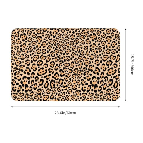 Leopard Print Bath Mat 24x16 Inch Non-Slip Microfiber Rug
