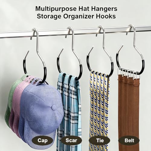 4 Pack Black Hat Hangers - Premium Baseball Cap Organizer