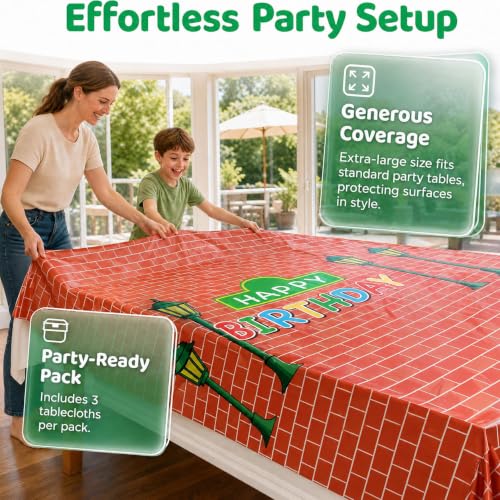Cookie Tablecloths - 3 Pcs Disposable 54 x 108 Inch for Birthday Party