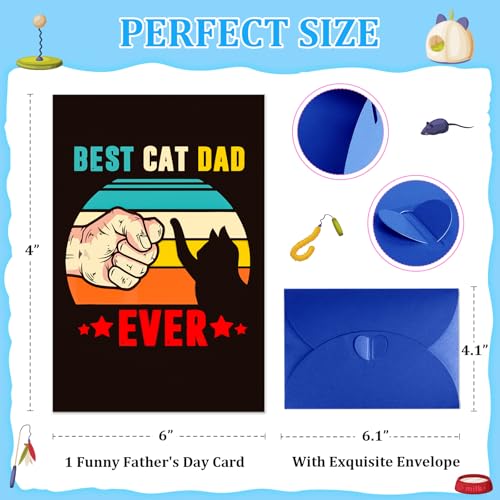 Funny Cat Dad Father's Day Card - 4x6 Greeting Card with Envelope