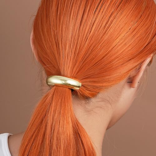 Veloshine Gold Hair Ties Metal Geometric Hair Cuffs for Thick Hair