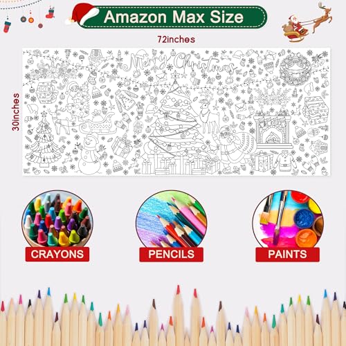 Giant Christmas Coloring Tablecloth - 30x72 Inch Holiday Craft