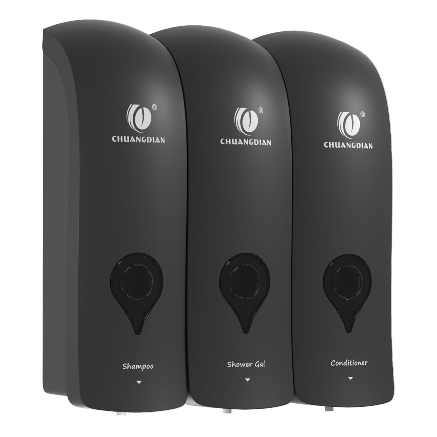 CCITOW Shampoo Conditioner Body Wash Dispenser, Wall-Mounted Bathroom Soap Dispenser Set of 3 (Black), Refillable Shower Soap Shampoo Dispenser for Bathroom,Kitchen,Hotel and Airbnb