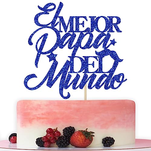 Blue Glitter Cake Topper for Father's Day - Happy Dad Birthday Decoration