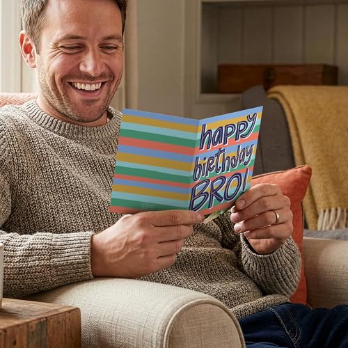 Happy Birthday Brother Card with Gold Foil & Kraft Envelope – Luxury Sibling Greeting