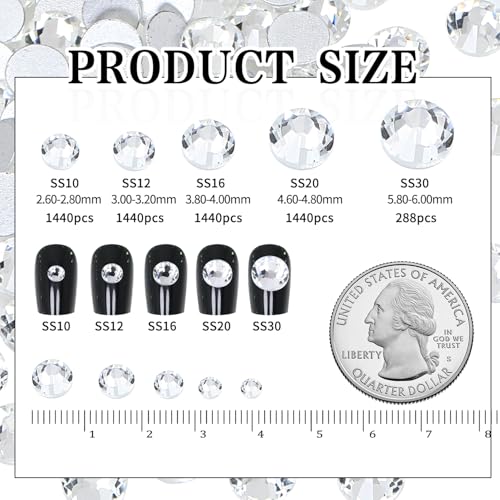 1440pcs Crystal Flatback Rhinestones for Nail Art & DIY Crafts