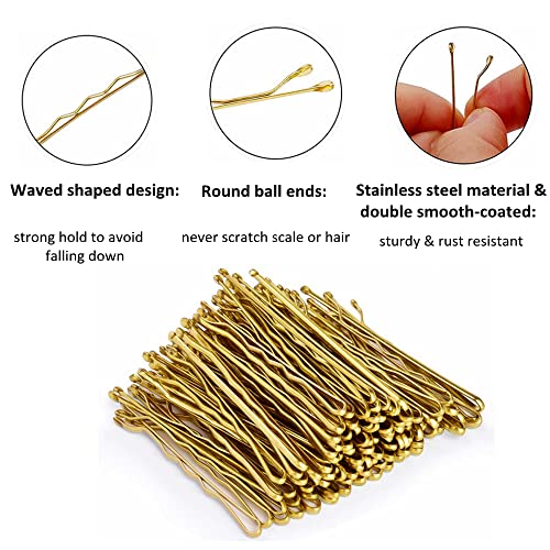 Magicalmai 200-Count Blonde Bobby Pins 2 Inch with Storage Case