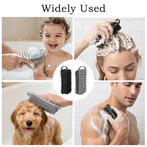 Vilnadu 2-in-1 Silicone Body Scrubber & Scalp Massager (Grey & Black)