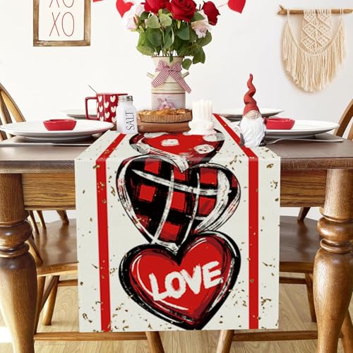 Valentine's Table Runner 72x13 Inch - Love Heart Design for Dining