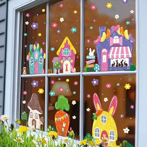 Easter Window Cling Decorations - 81 PCS Cute Bunny Stickers