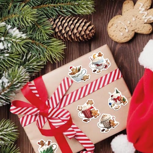 50 Pcs Gingerbread Man Stickers for Christmas Decor