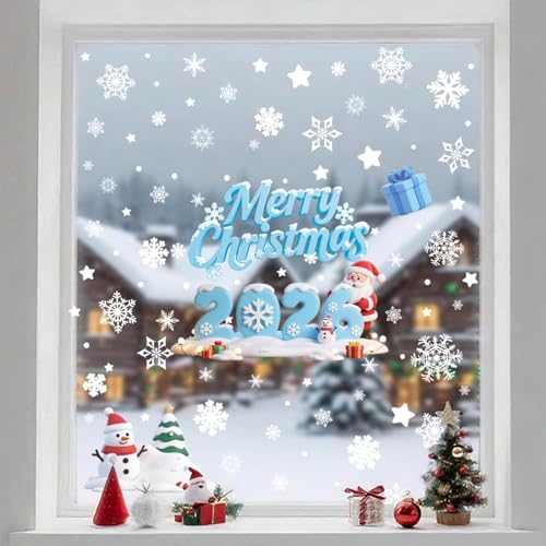 93 Pcs Double-Sided Christmas Window Clings - Reusable Holiday Stickers