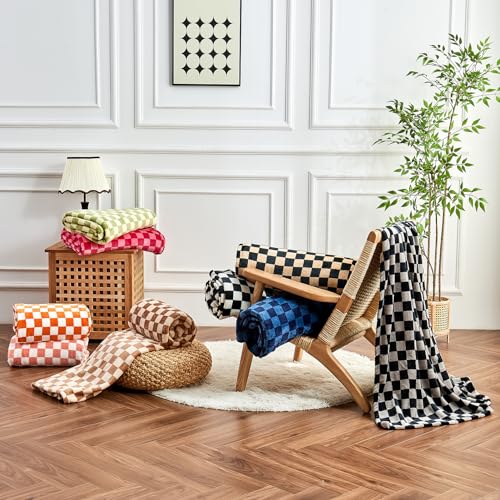 Checkered Flannel Fleece Throw Blanket 50x60 Black Grey Cozy Bed Couch