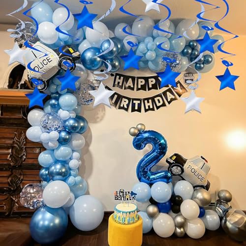 2026 Graduation Hanging Swirls - 32 Pack Blue & Silver Decor