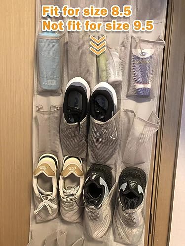 Amazon Basics 24-Pocket Over-the-Door Shoe Organizer, Light Grey