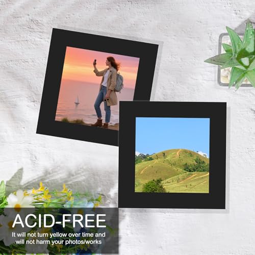 15 Pack Black Picture Mats 12x12 for 8x8 Photos - Bevel Cut
